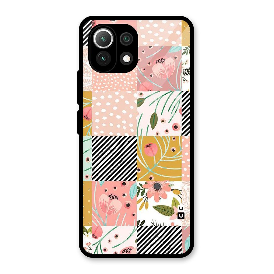 Leaf Stripe Polka Glass Back Case for Mi 11 Lite