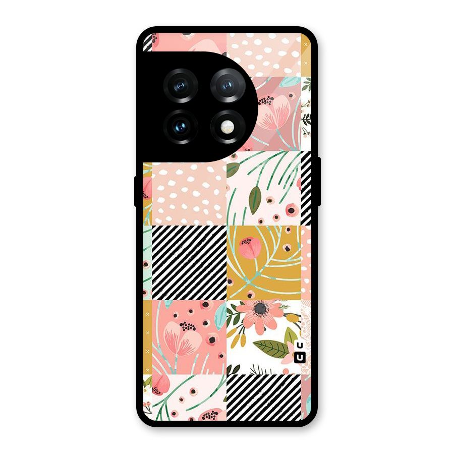 Leaf Stripe Polka Glass Back Case for OnePlus 11