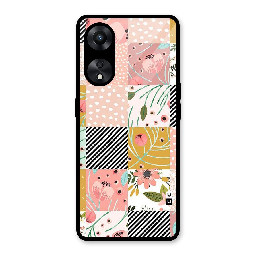 Leaf Stripe Polka Glass Back Case for Oppo A78