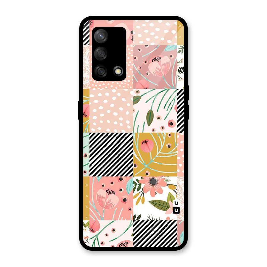 Leaf Stripe Polka Glass Back Case for Oppo F19