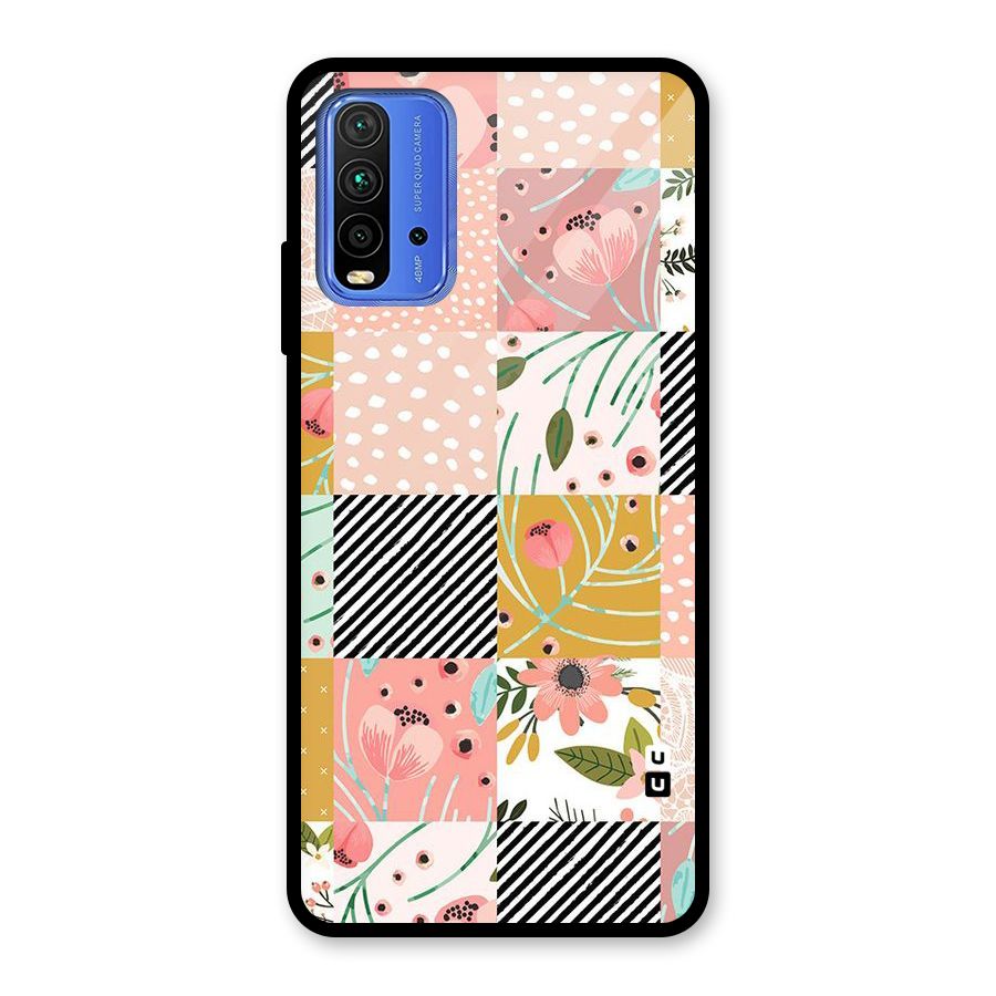 Leaf Stripe Polka Glass Back Case for Redmi 9 Power
