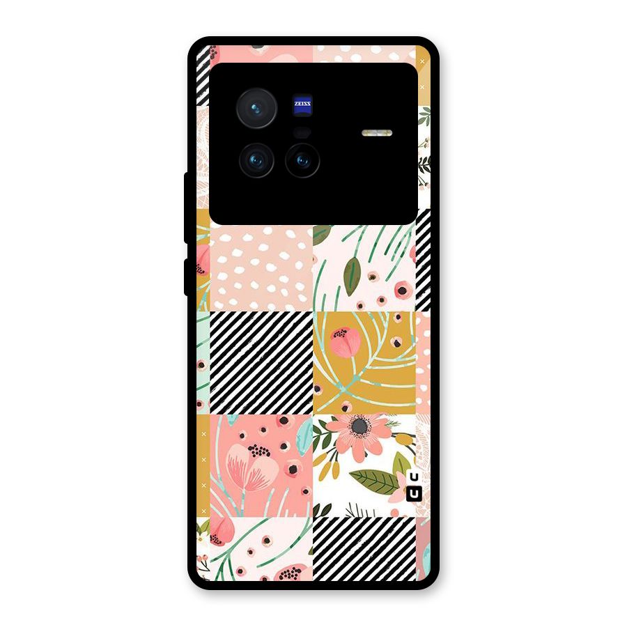 Leaf Stripe Polka Glass Back Case for Vivo X80