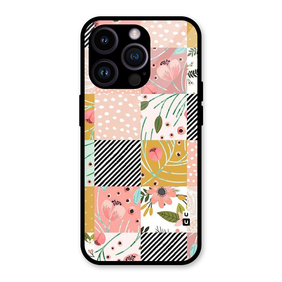 Leaf Stripe Polka Glass Back Case for iPhone 14 Pro