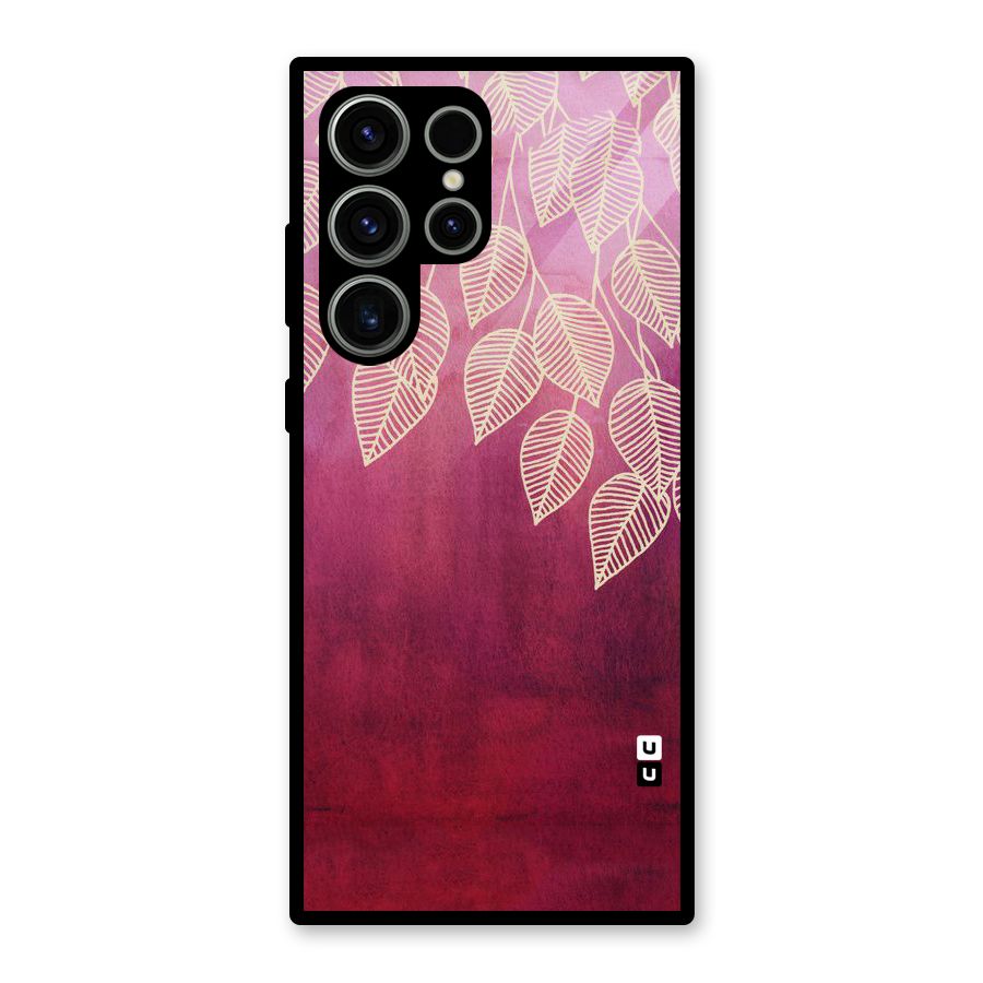 Leafy Outline Glass Back Case for Galaxy S23 Ultra