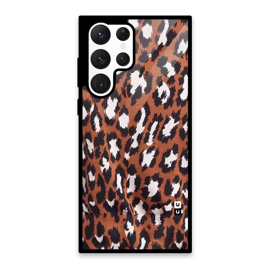 Leapord Design Glass Back Case for Galaxy S22 Ultra 5G