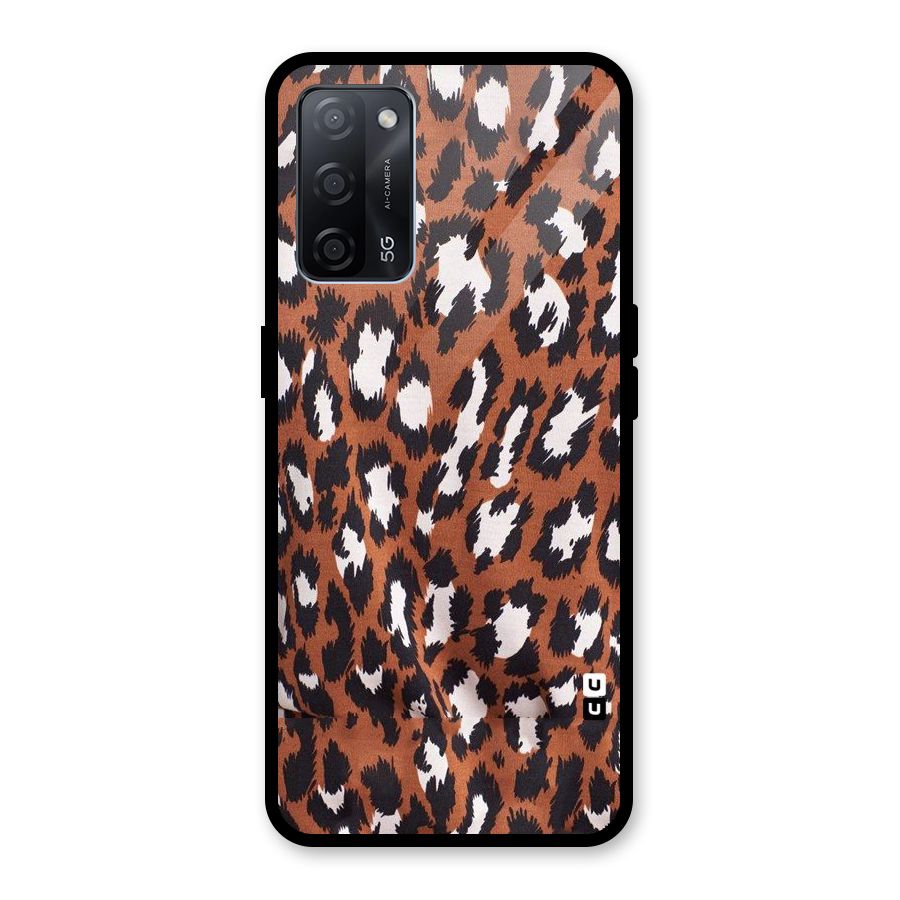 Leapord Design Glass Back Case for Oppo A53s 5G