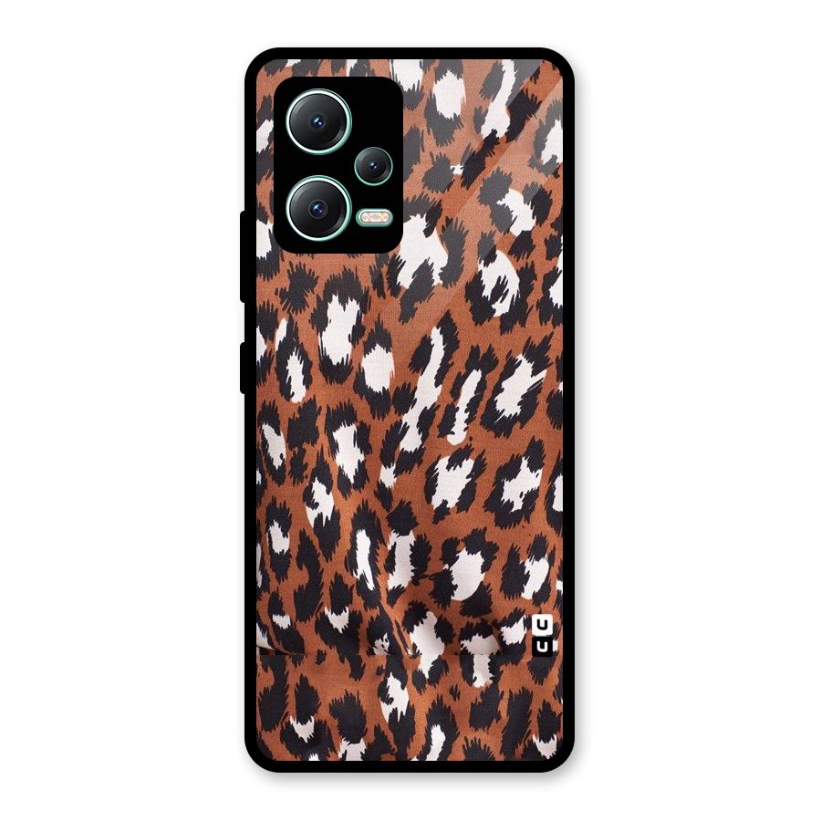 Leapord Design Glass Back Case for Redmi Note 12 5G