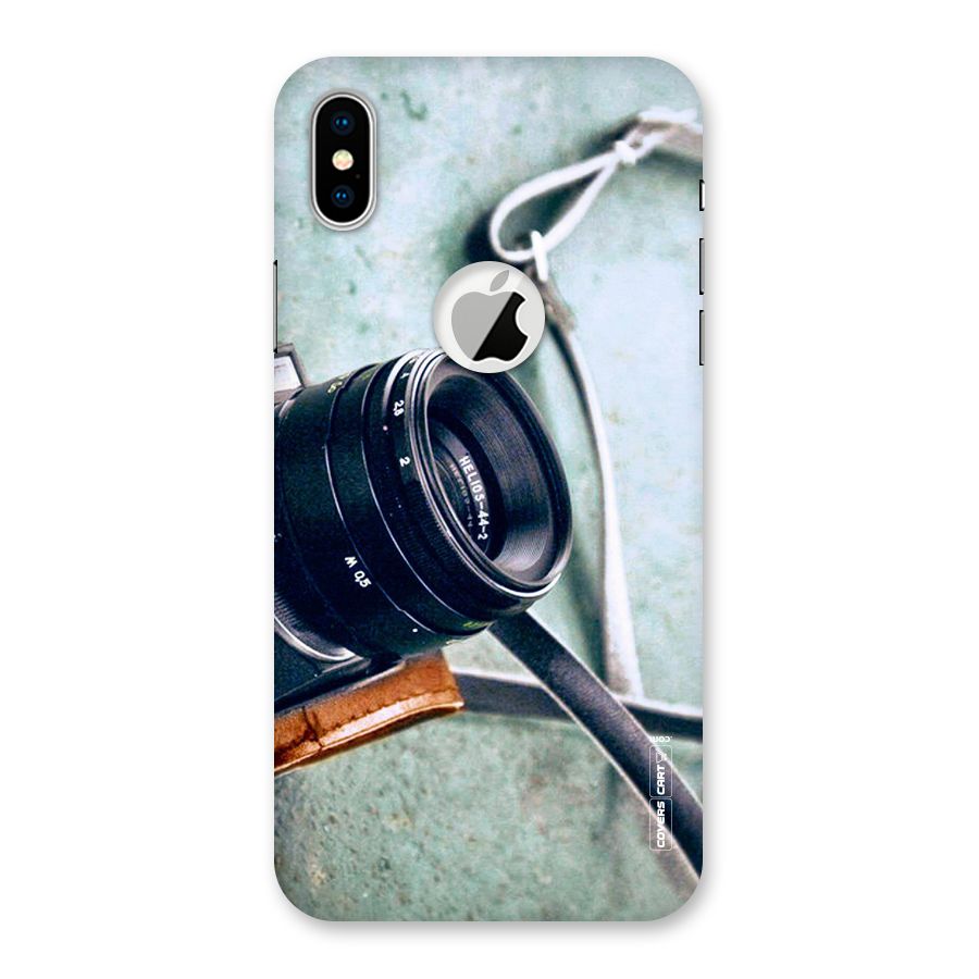 Leather Camera Lens Back Case for iPhone X Logo Cut