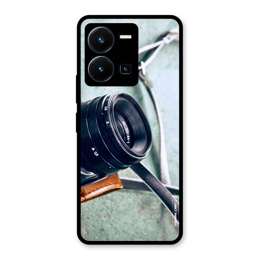 Leather Camera Lens Glass Back Case for Vivo Y35