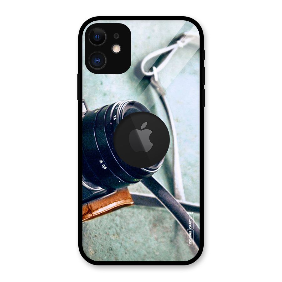 Leather Camera Lens Glass Back Case for iPhone 11 Logo Cut
