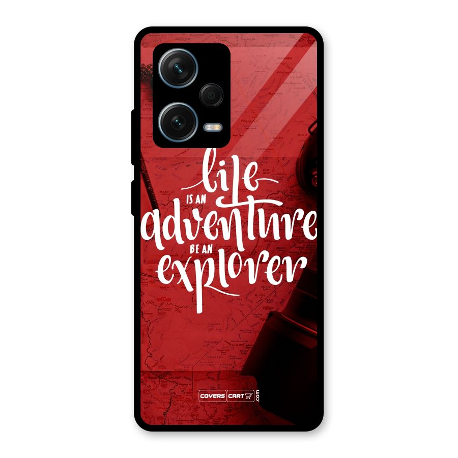Life Adventure Explorer Glass Back Case for Redmi Note 12 Pro Plus 5G