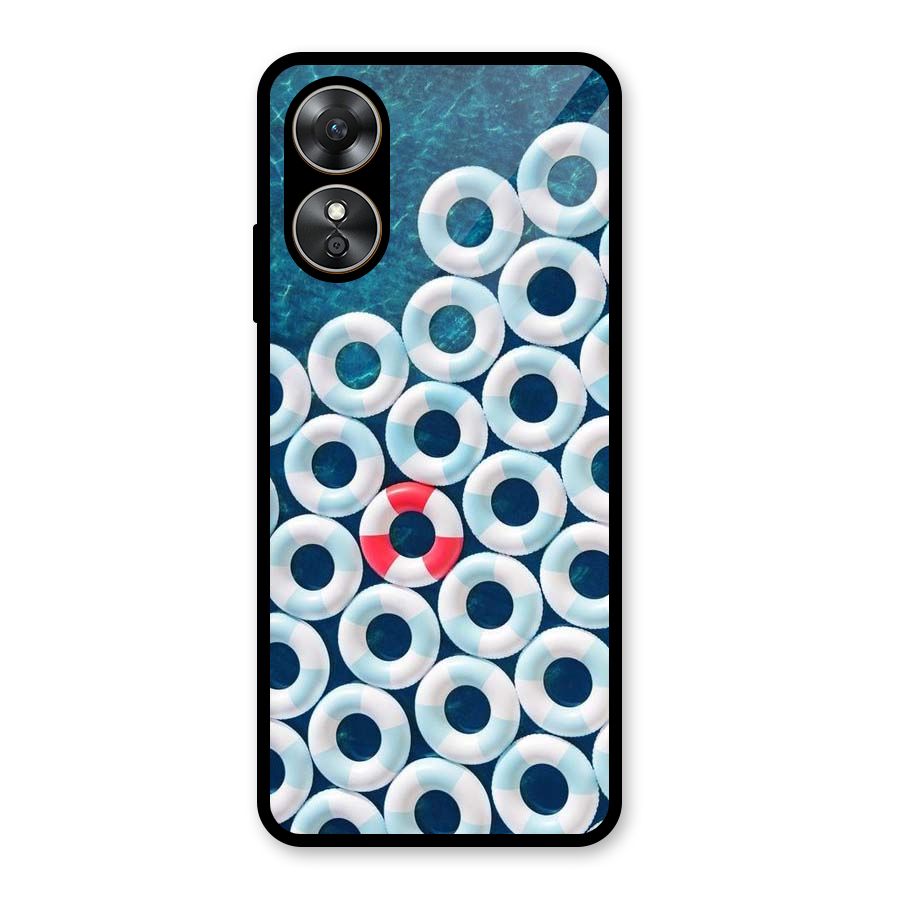 Light Blue Allure Glass Back Case for Oppo A17