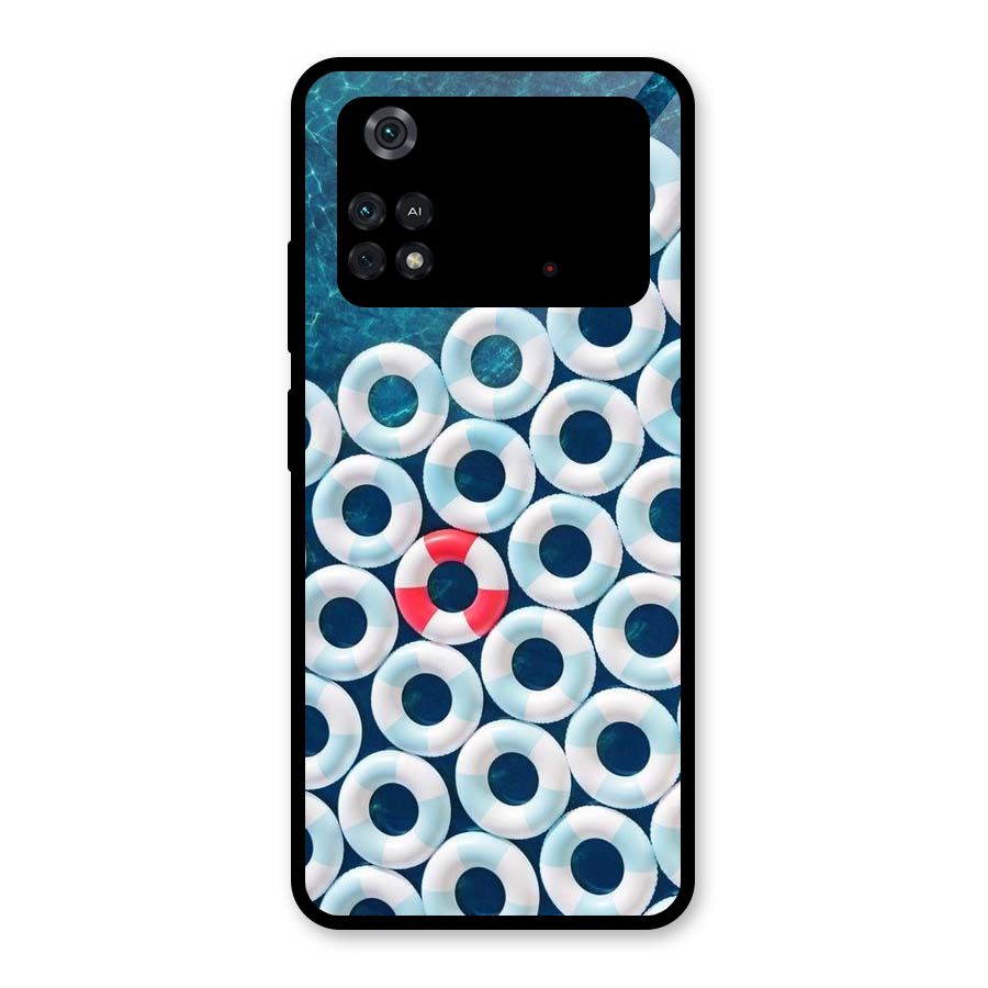 Light Blue Allure Glass Back Case for Poco M4 Pro 4G