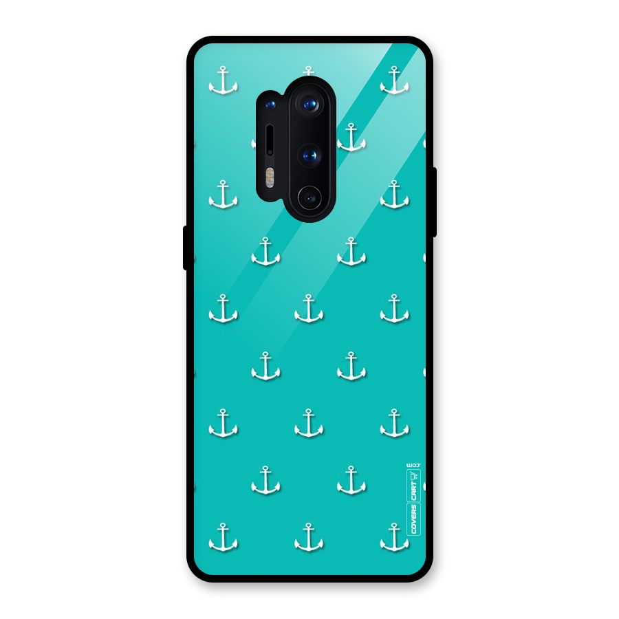 Light Blue Anchor Glass Back Case for OnePlus 8 Pro