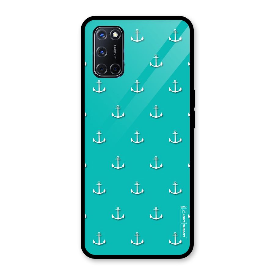 Light Blue Anchor Glass Back Case for Oppo A52
