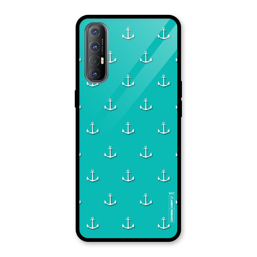 Light Blue Anchor Glass Back Case for Oppo Reno3 Pro