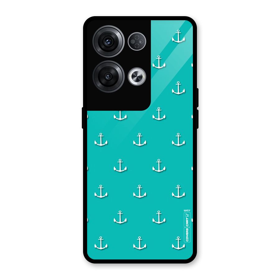Light Blue Anchor Glass Back Case for Oppo Reno8 Pro 5G