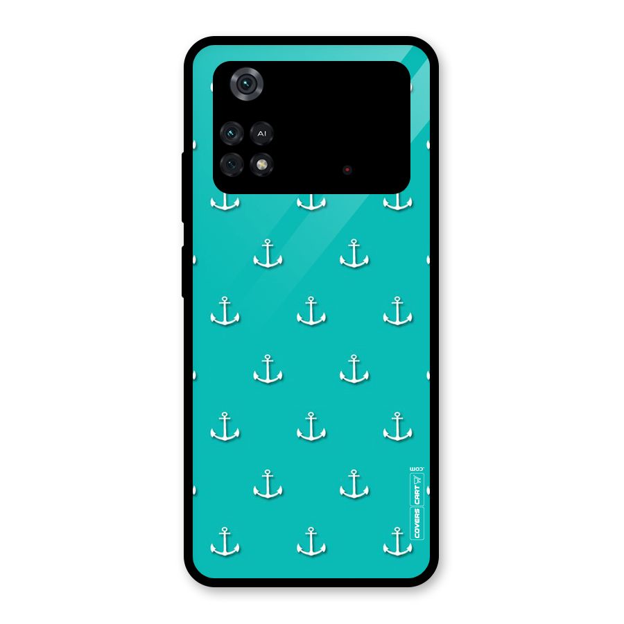 Light Blue Anchor Glass Back Case for Poco M4 Pro 4G