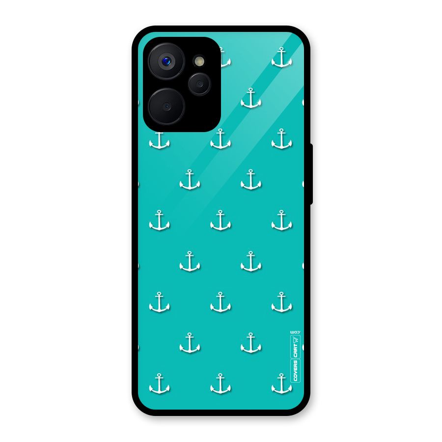 Light Blue Anchor Glass Back Case for Realme 9i 5G