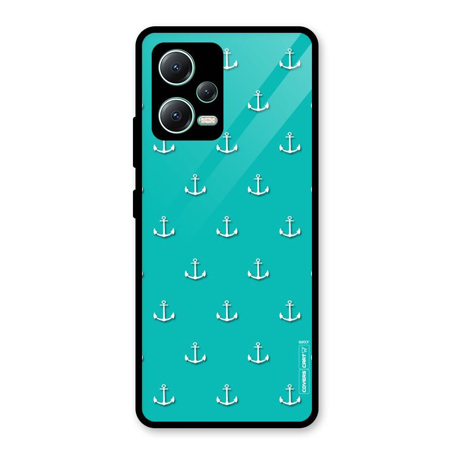 Light Blue Anchor Glass Back Case for Redmi Note 12 5G