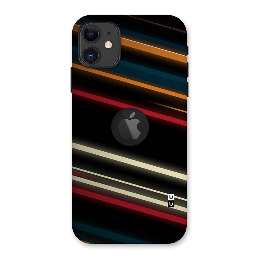 Light Diagonal Stripes Back Case for iPhone 11 Logo Cut