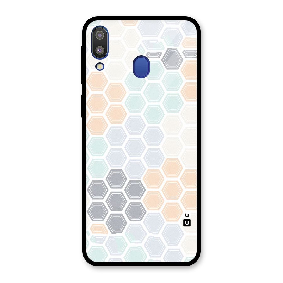 Light Hexagons Glass Back Case for Galaxy M20