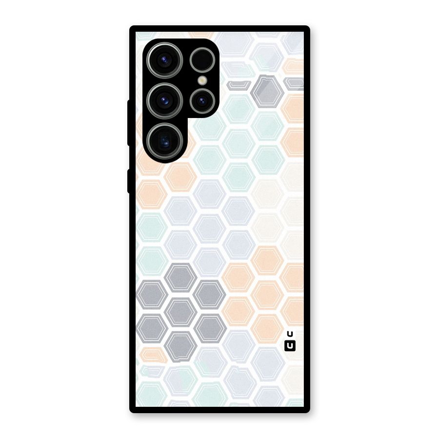 Light Hexagons Glass Back Case for Galaxy S23 Ultra