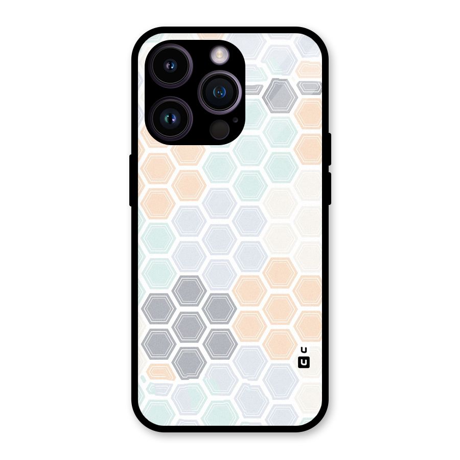 Light Hexagons Glass Back Case for iPhone 14 Pro