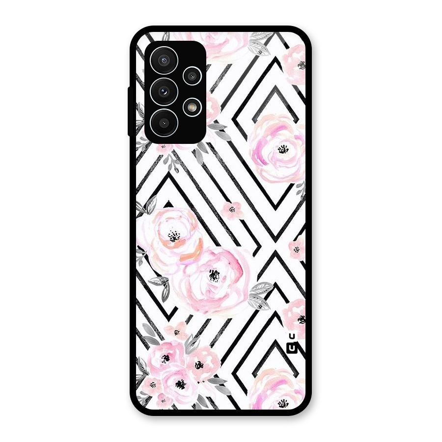 Light Pastel Flowers Design Glass Back Case for Galaxy A23