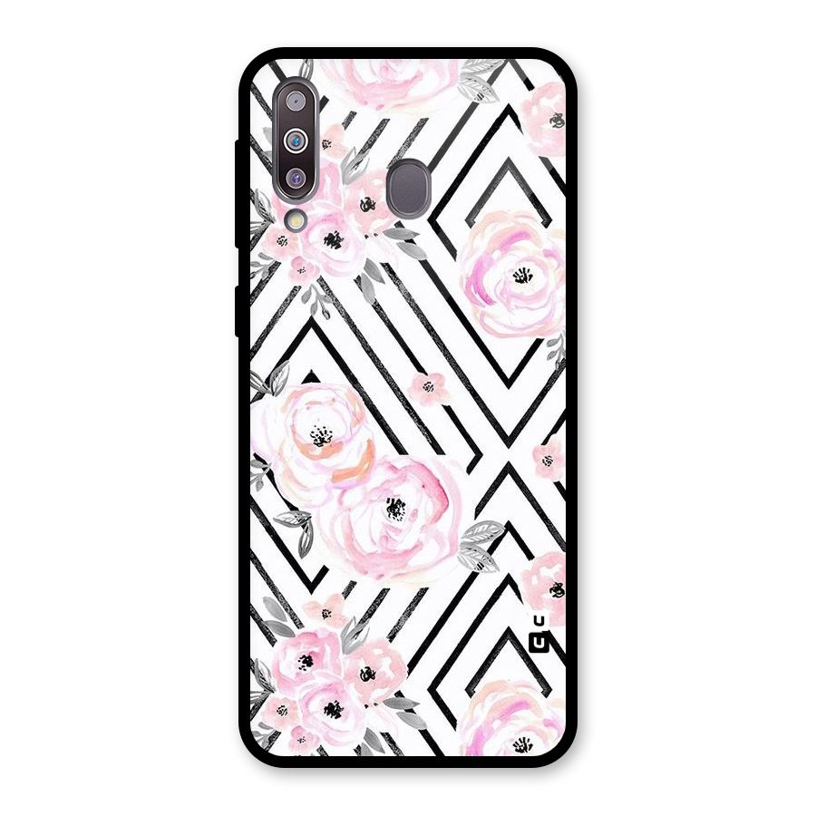 Light Pastel Flowers Design Glass Back Case for Galaxy M30
