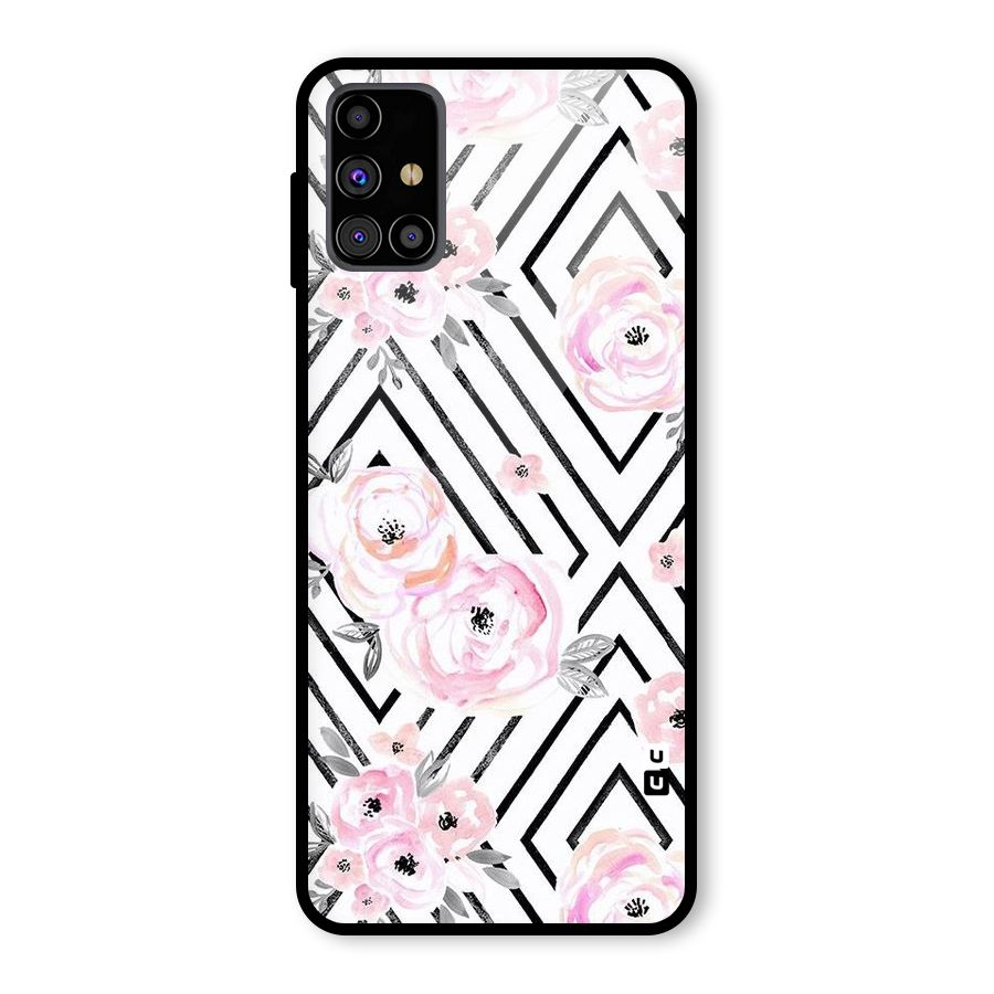 Light Pastel Flowers Design Glass Back Case for Galaxy M31s