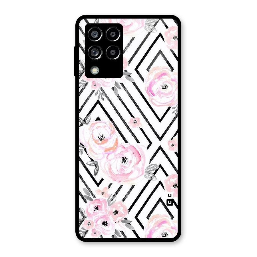 Light Pastel Flowers Design Glass Back Case for Galaxy M53 5G