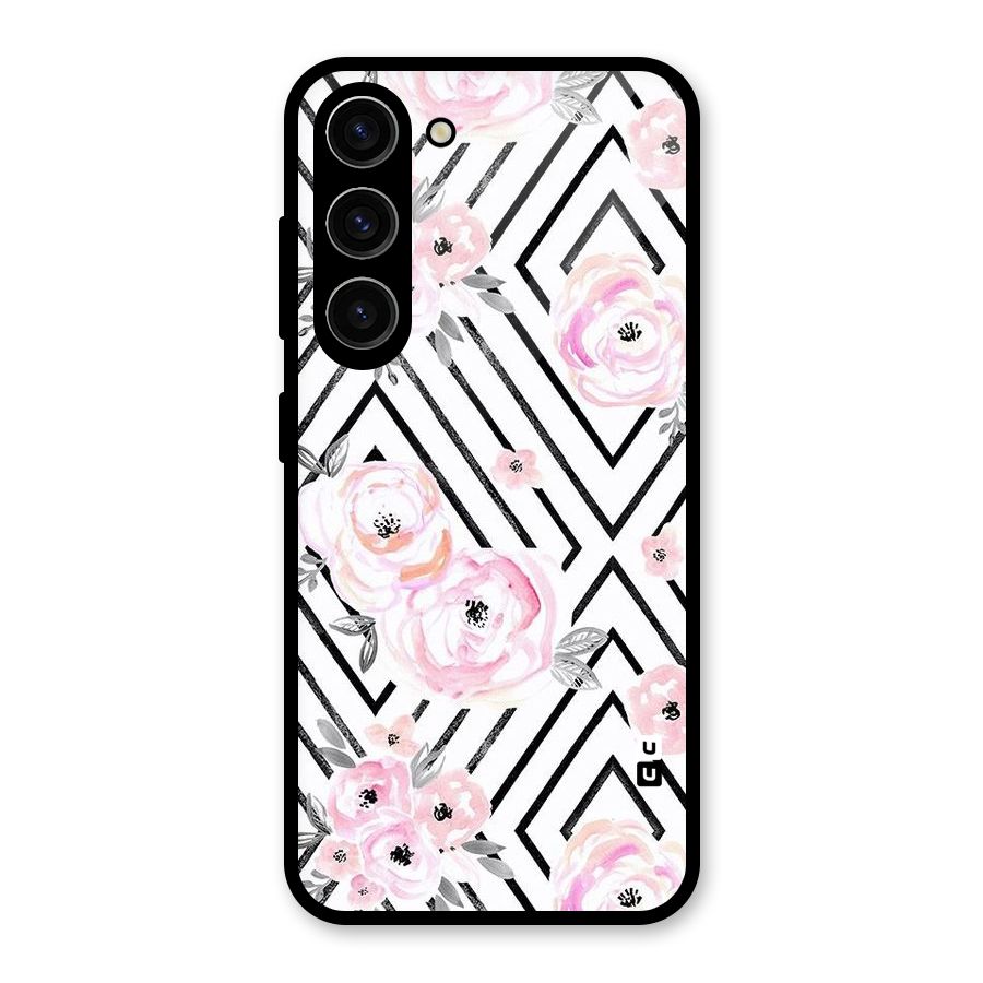Light Pastel Flowers Design Glass Back Case for Galaxy S23