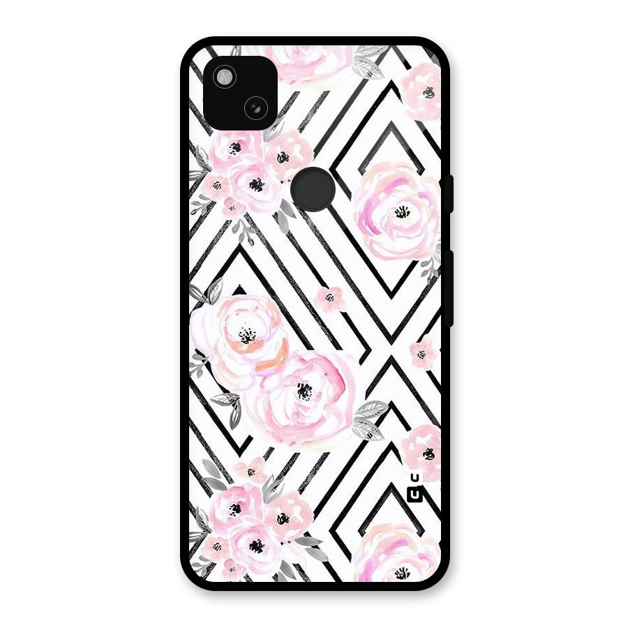 Light Pastel Flowers Design Glass Back Case for Google Pixel 4a