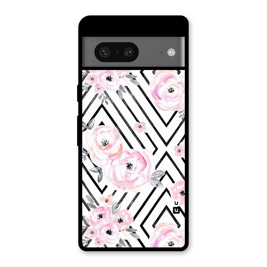 Light Pastel Flowers Design Glass Back Case for Google Pixel 7