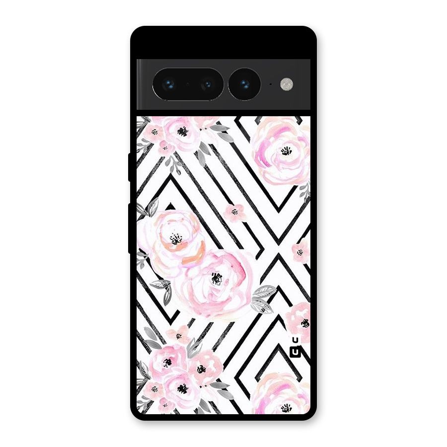 Light Pastel Flowers Design Glass Back Case for Google Pixel 7 Pro
