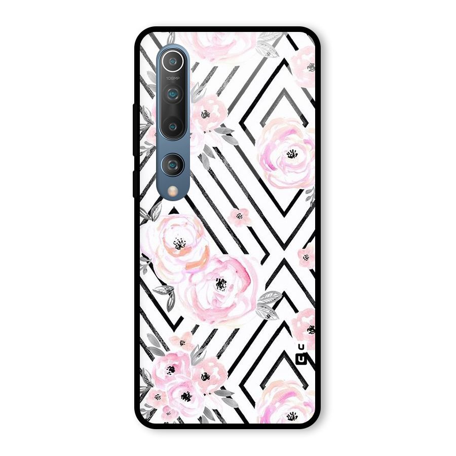 Light Pastel Flowers Design Glass Back Case for Mi 10