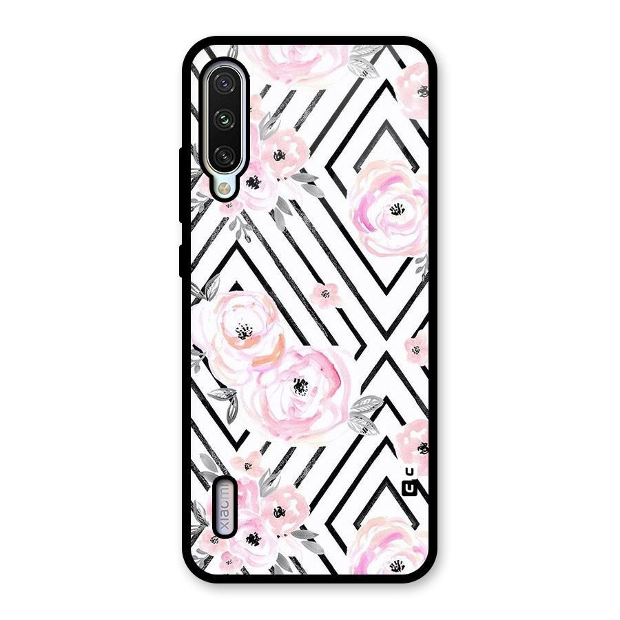 Light Pastel Flowers Design Glass Back Case for Mi A3