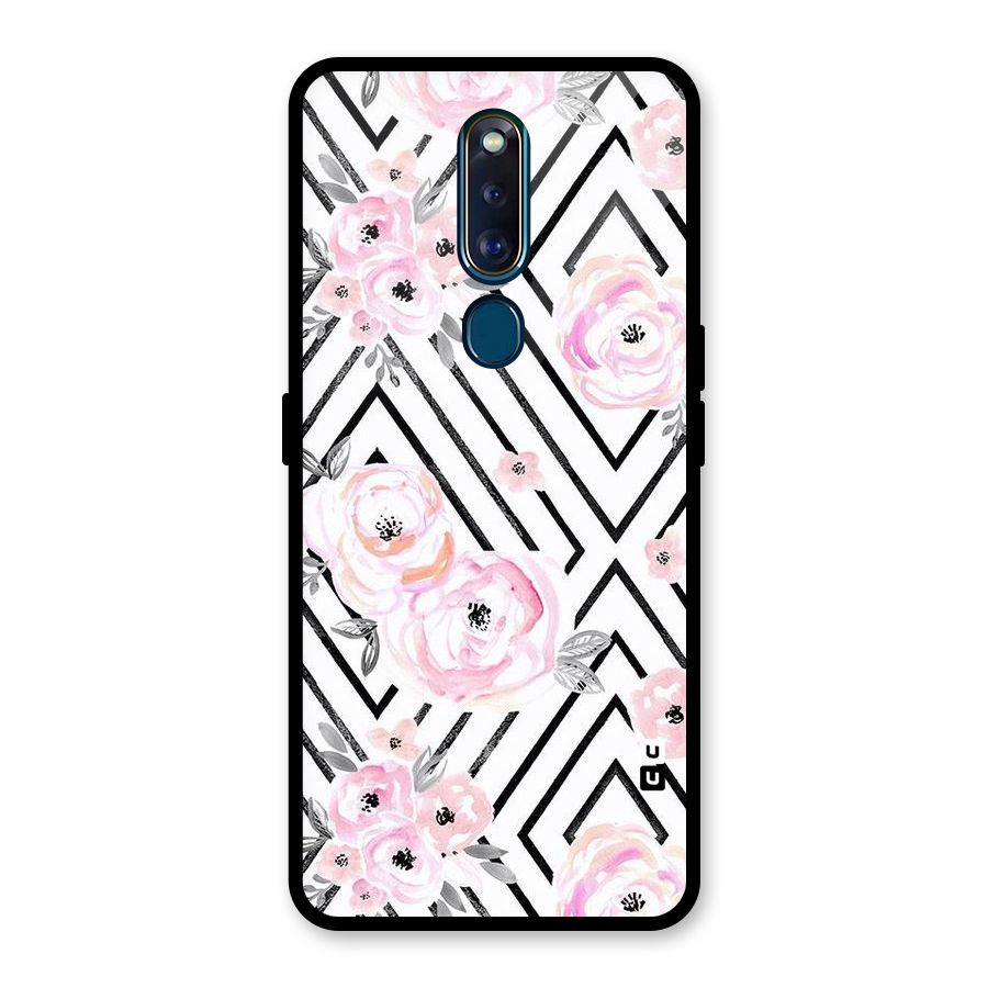 Light Pastel Flowers Design Glass Back Case for Oppo F11 Pro
