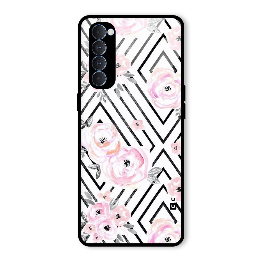 Light Pastel Flowers Design Glass Back Case for Oppo Reno4 Pro