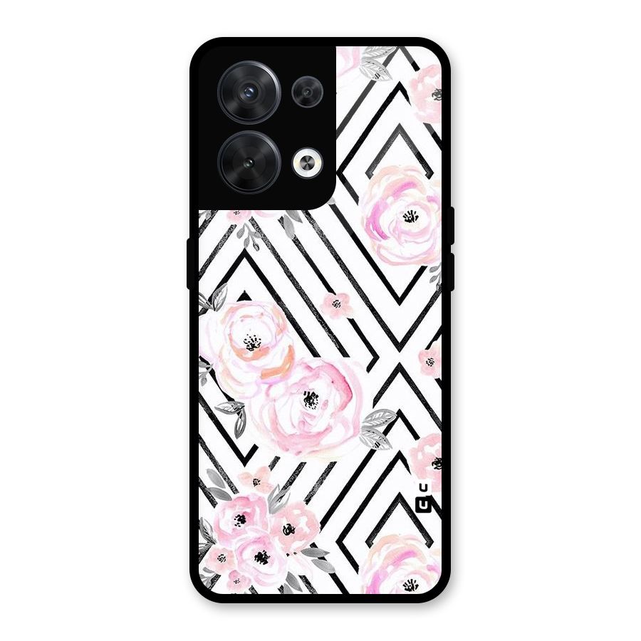 Light Pastel Flowers Design Glass Back Case for Oppo Reno8 5G