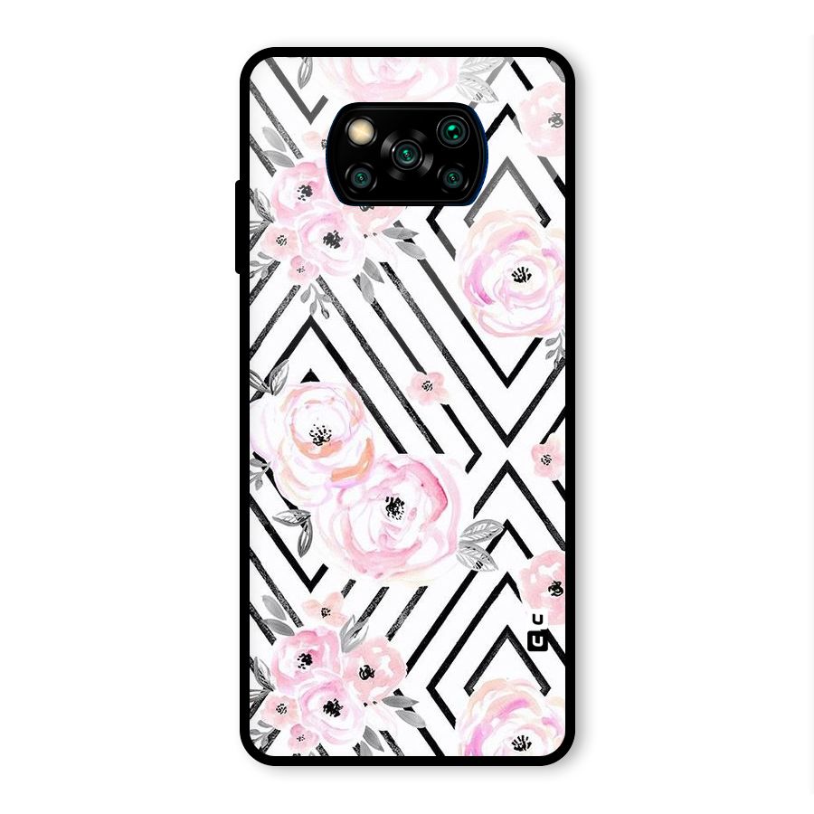 Light Pastel Flowers Design Glass Back Case for Poco X3 Pro