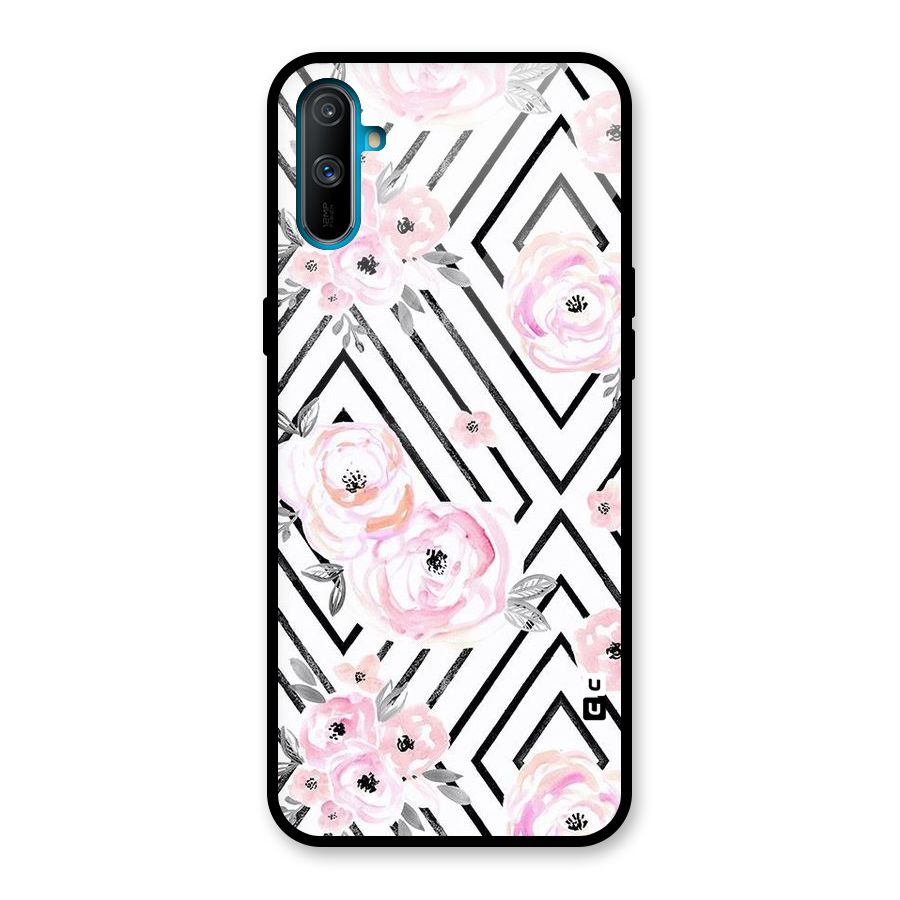 Light Pastel Flowers Design Glass Back Case for Realme C3