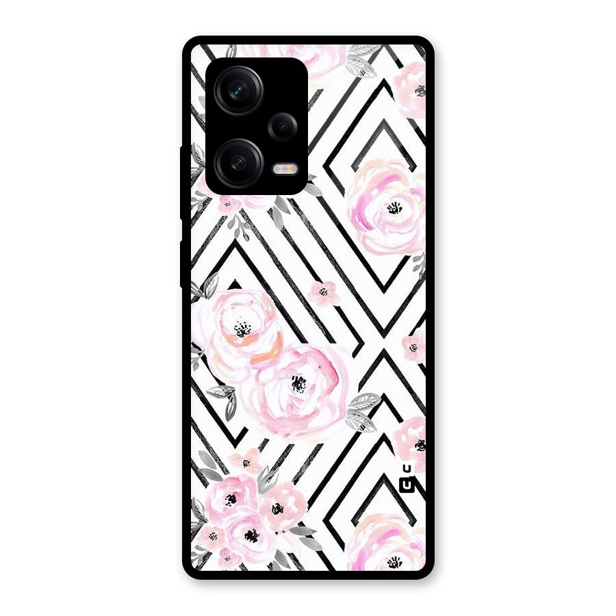 Light Pastel Flowers Design Glass Back Case for Redmi Note 12 Pro