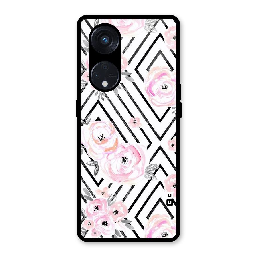 Light Pastel Flowers Design Glass Back Case for Reno8 T 5G