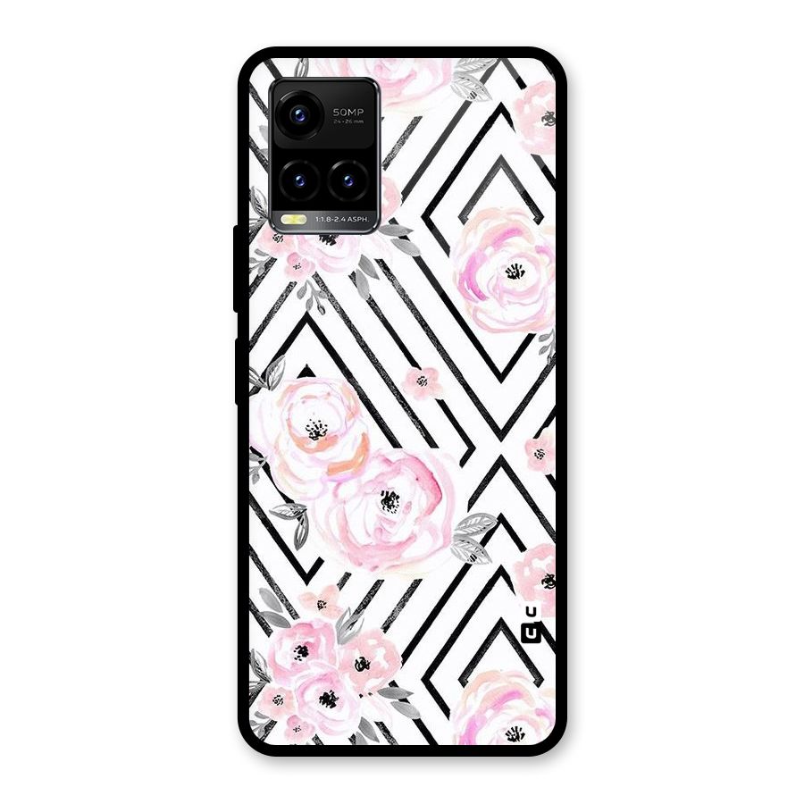 Light Pastel Flowers Design Glass Back Case for Vivo Y21A