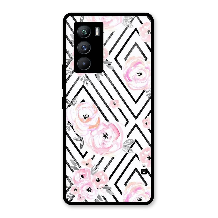 Light Pastel Flowers Design Glass Back Case for Vivo iQOO 9 SE