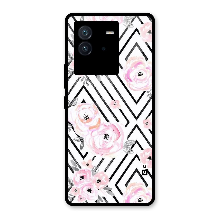 Light Pastel Flowers Design Glass Back Case for Vivo iQOO Neo 6 5G