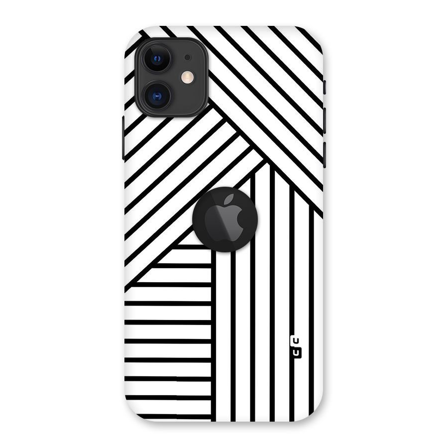 Lines Pattern Stripes Back Case for iPhone 11 Logo Cut