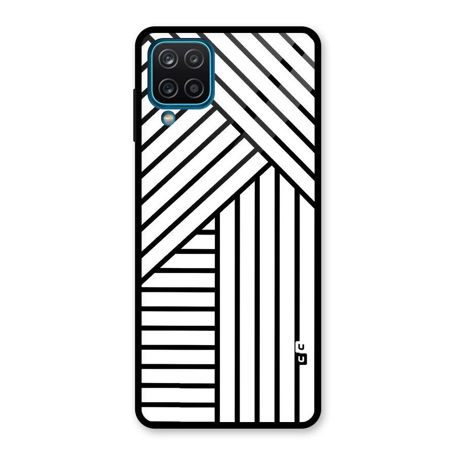 Lines Pattern Stripes Glass Back Case for Galaxy A12